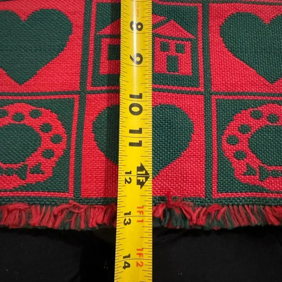 VTG Christmas Table Decor Runner Placemat Wreath Trees Hearts Country Cottage - Picture 6 of 7